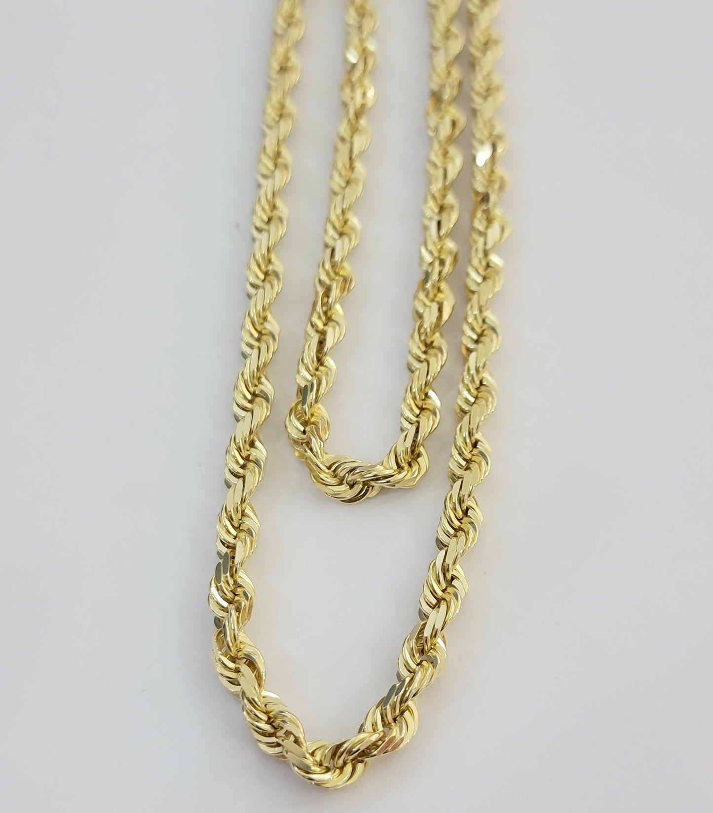 14k Yellow Gold Rope Chain Solid Necklace 6mm 26" Dimond Cut 14KT Real Gold Sale