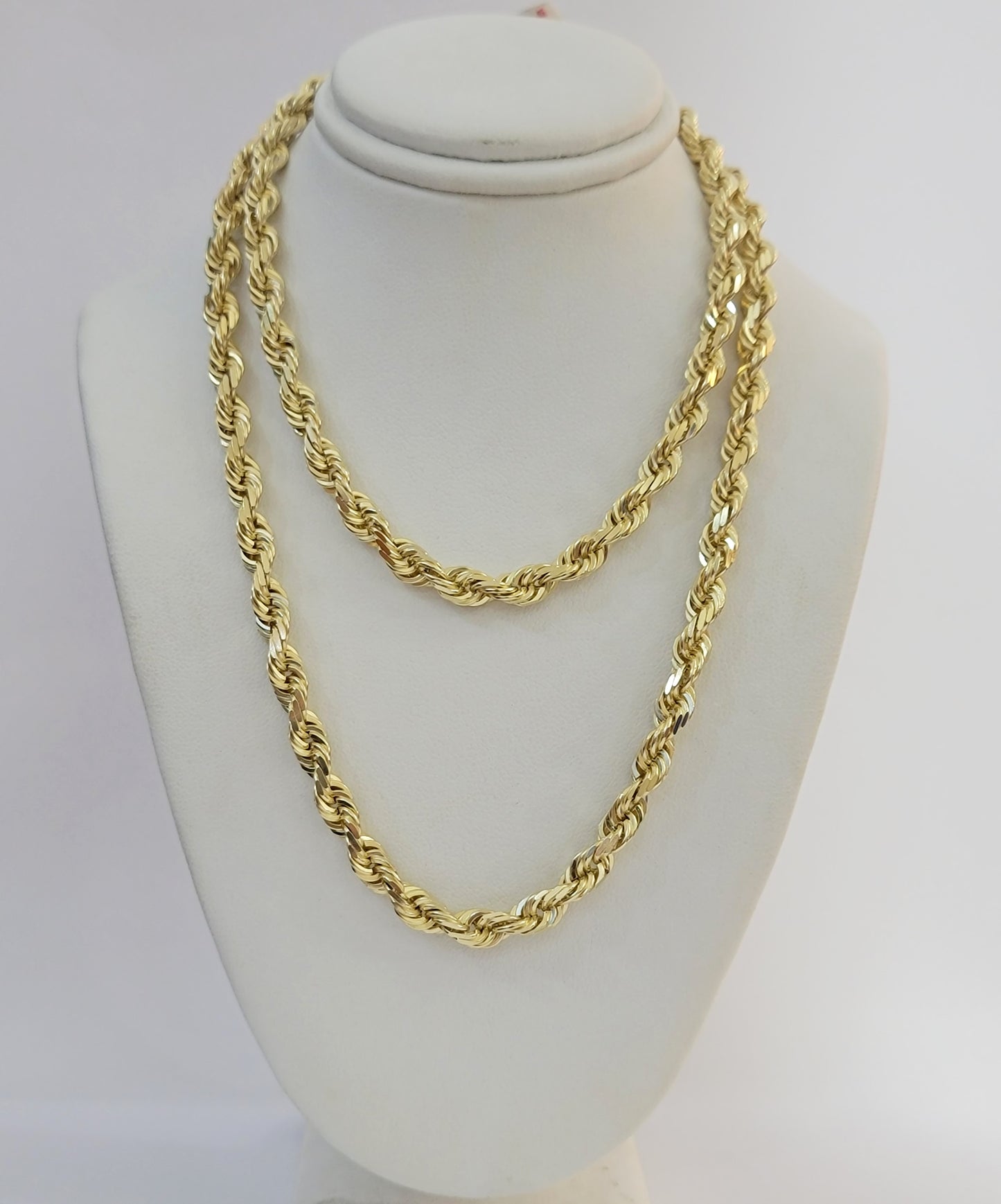 14k Yellow Gold Rope Chain Solid Necklace 6mm 24" Dimond Cut 14KT Real Gold Sale