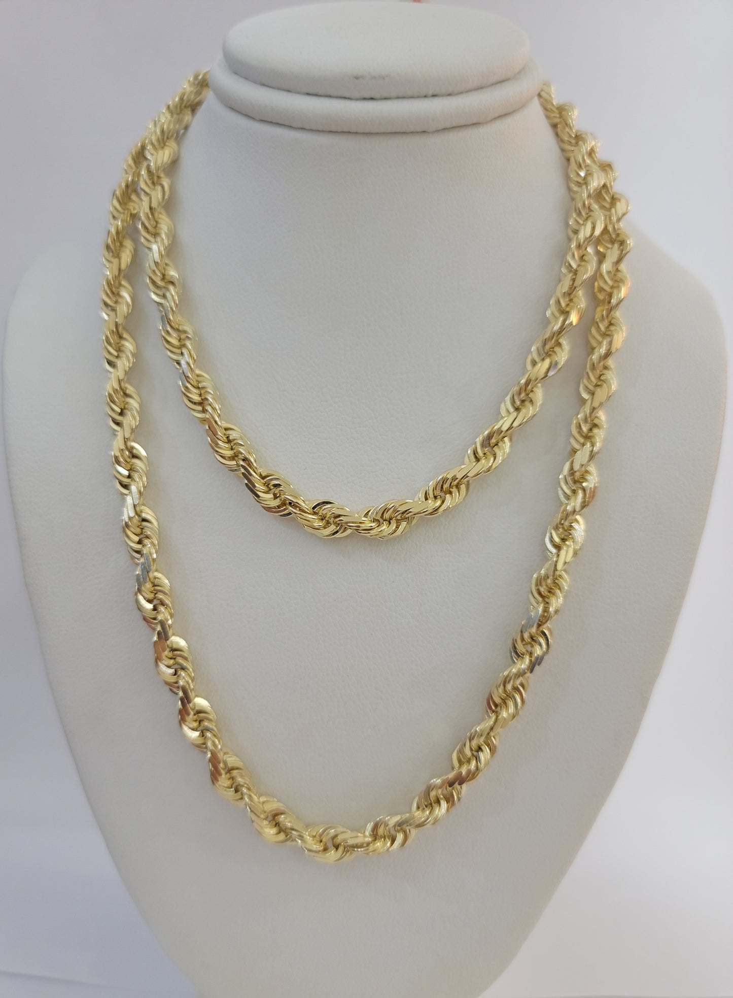 14k Yellow Gold Rope Chain Solid Necklace 6mm 24" Dimond Cut 14KT Real Gold Sale