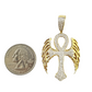 10K Yellow Gold Real Diamond Ankh Angel Wing Cross Pendent Jesus Charm