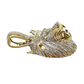 10K Yellow Gold Real Diamond Pendant King Lion Head Crown Charm