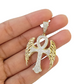 10K Yellow Gold Real Diamond Ankh Angel Wing Cross Pendent Jesus Charm