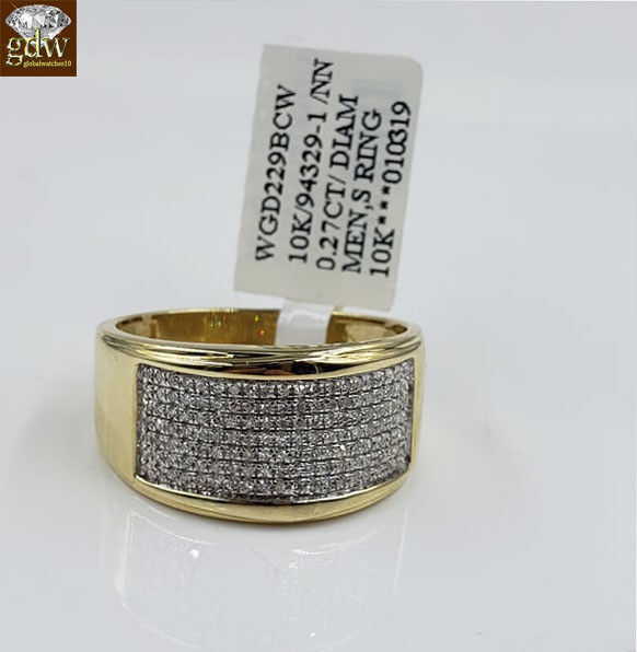 Men 10k Yellow Gold Engagement Wedding Ring Band 1/4CT Diamond SIZE 11 REAL