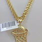 10k Real Gold Basketball Goal Pendant with 3mm 22'' Rope Chain Necklace Set