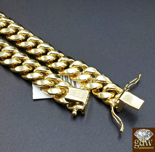 Mens 10k Yellow Gold  Miami Cuban 10MM Box Clasp 24 Inch Chain Thick