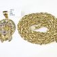 10k Gold Rope Chain & Jesus Head Charm SET 5mm 22 Inches Necklace