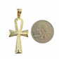 10K Gold Ankh Cross Egyptian Symbol Pendant Charm 4mm Cuban Link Chain 26" Inch