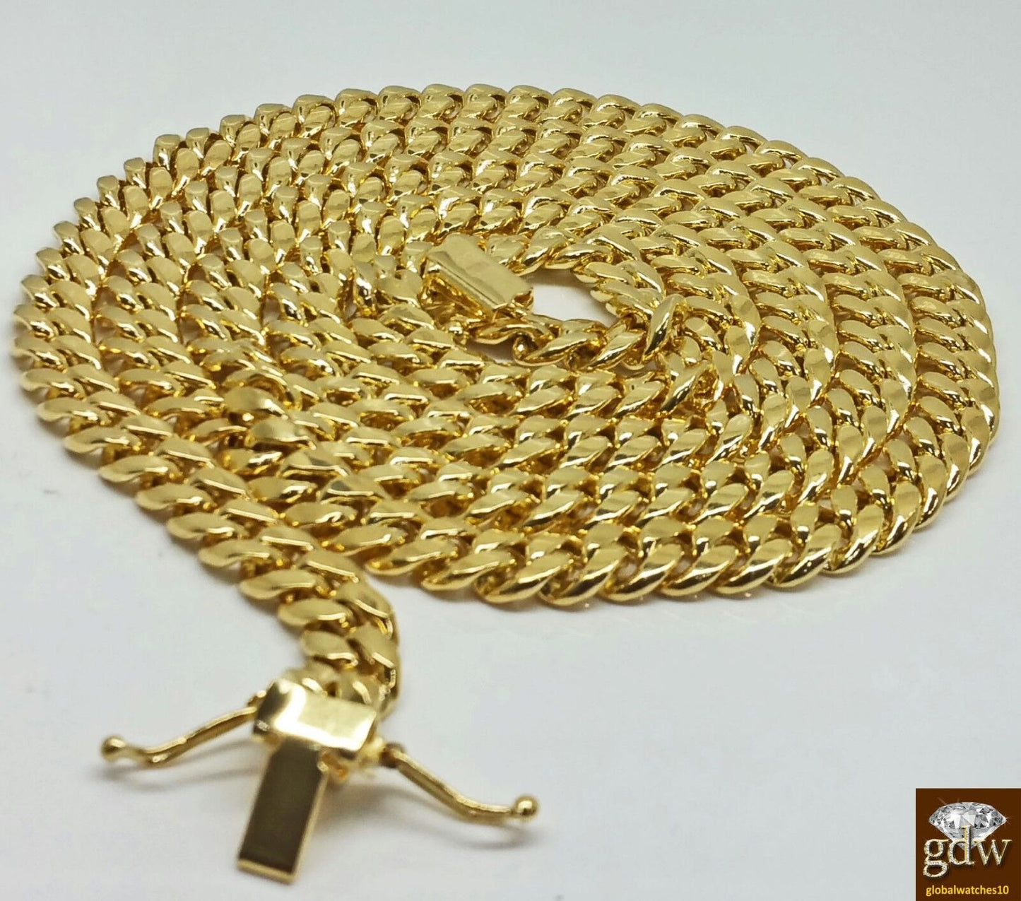 Real 14k Gold Chain Miami Cuban Link Necklace Men's 7mm 26 inch Box Lock 14kt