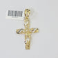 10k Yellow Gold Jesus Cross Spiral Charm pendant Diamond Cut Crucifix