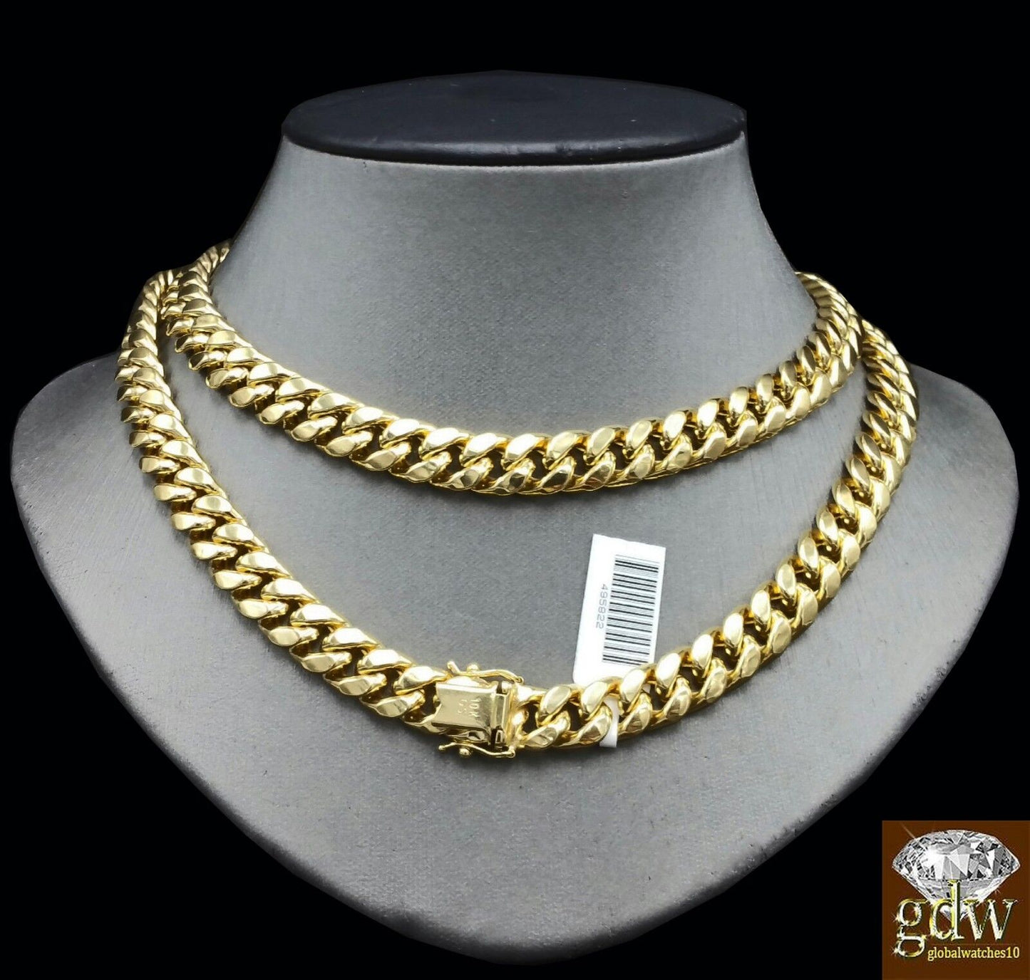 10k Gold Cuban Link Chain Necklace REAL Yellow 9mm 26" Inch Box Clasp Men