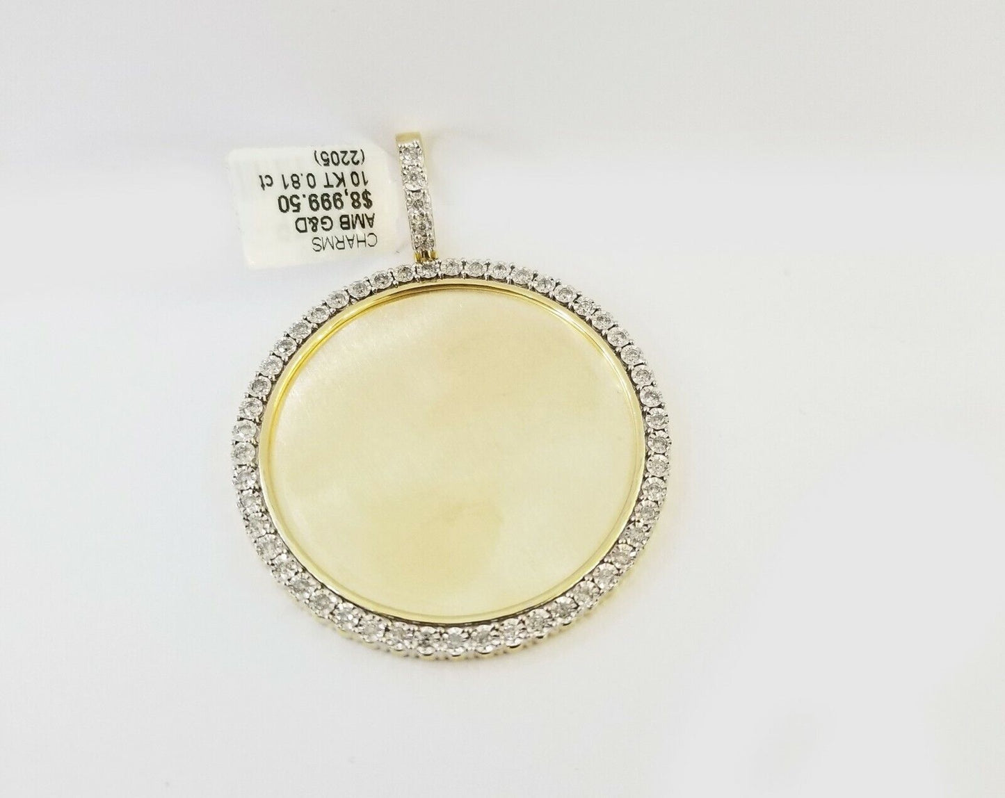 10k Real Yellow Gold Memory Pendant Charm 0.80CT 10kt Real 2"Inch Diamond Charm