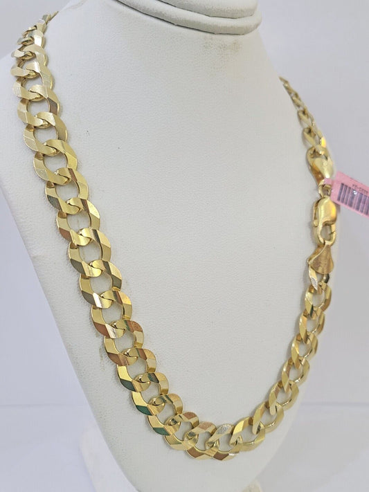 14k Gold Cuban Curb Link chain 11mm 24 Inches Real Yellow Genuine