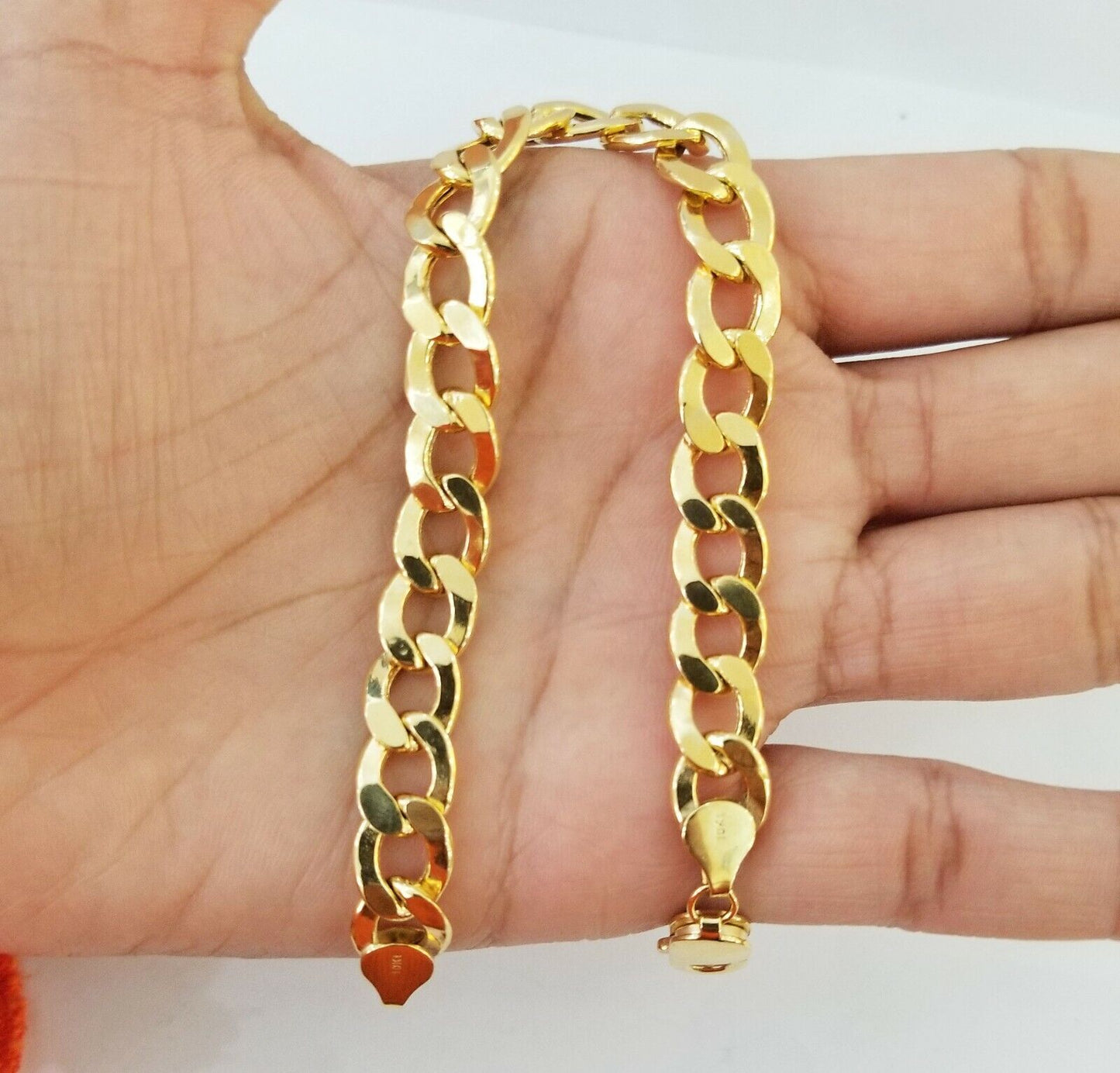 10k Yellow Gold Cuban Link Bracelet 10mm Link 8 inch  Real gold hand chain 10kt