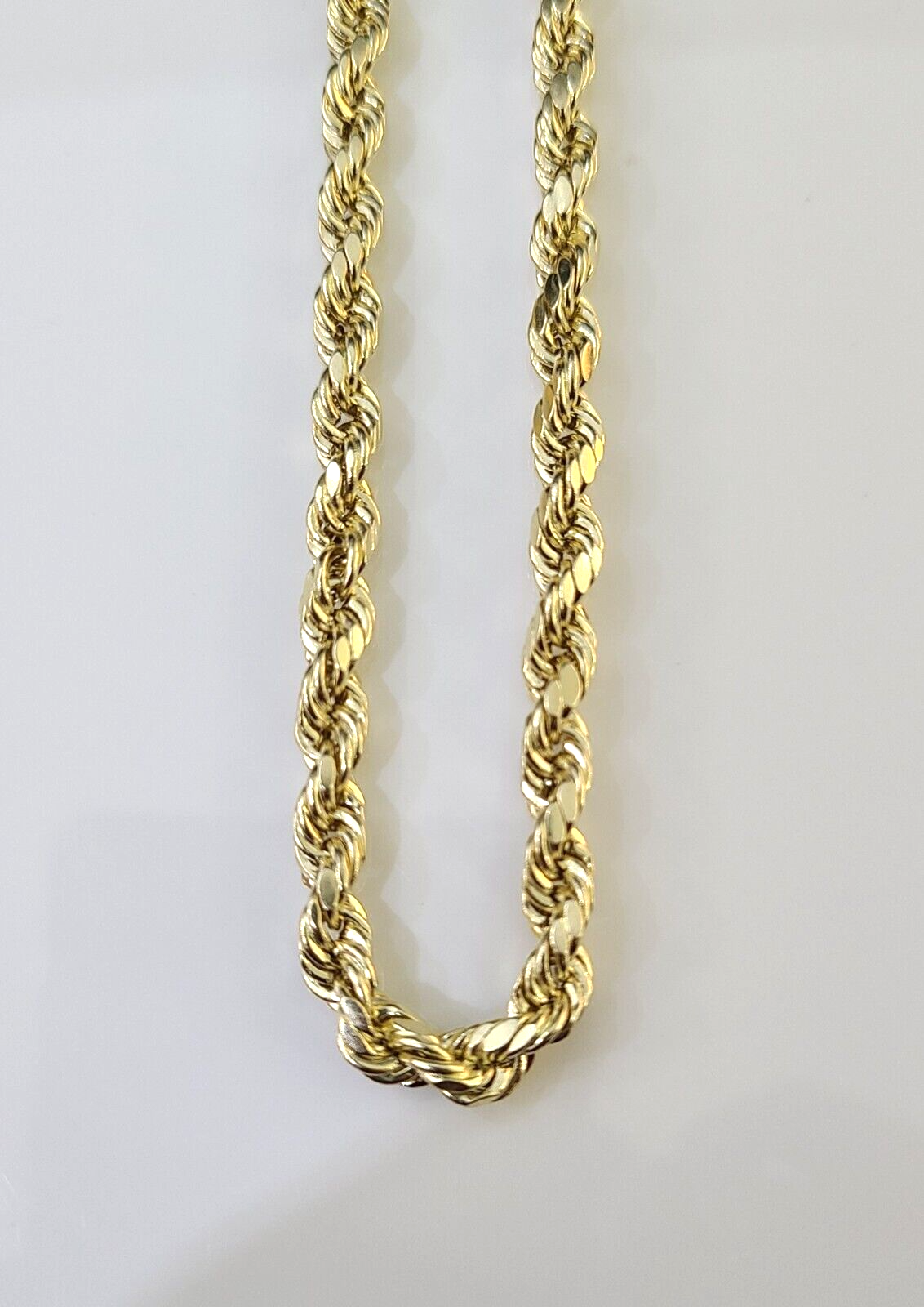 14K Yellow Gold 4mm Rope Chain 24 inch Diamond cut necklace Real 14KT