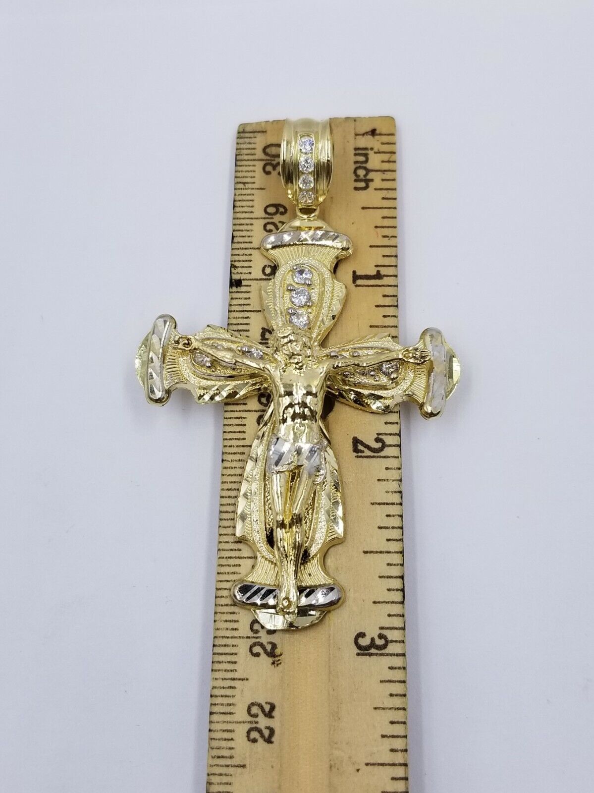 Real 10k Cuban Curb Link Necklace Pendant SET Jesus Crucifix Cross Chain