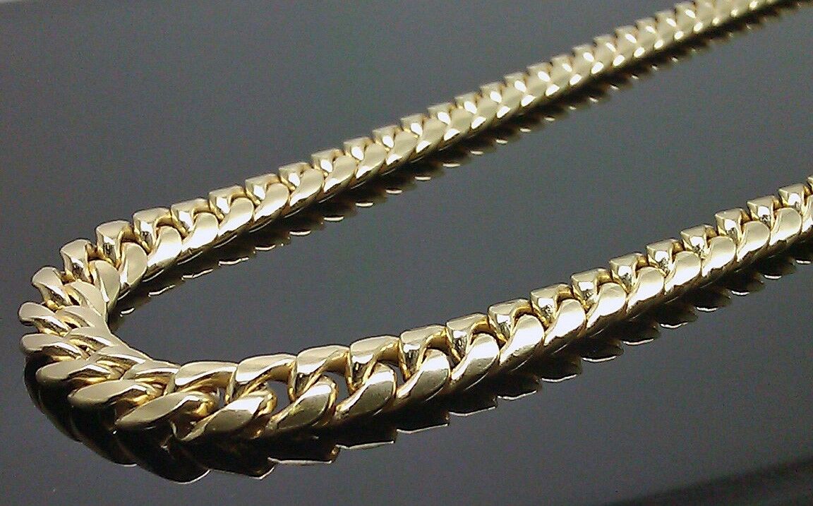 Real Gold 7mm 24" Mens Cuban Link Necklace 10KT yellow Gold Chain Strong Links