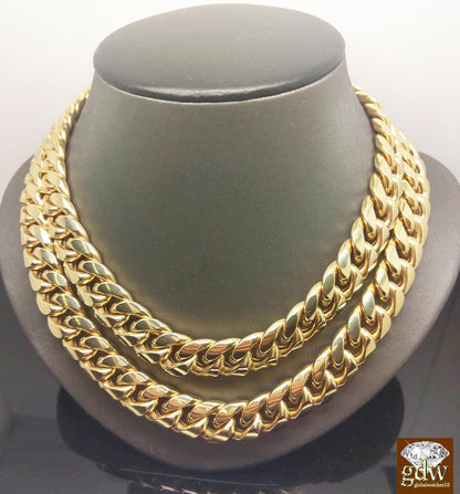 Real 10k yellow Gold Cuban Chain 20 22 24 26 28 30 Inch 12mm link Necklace Box