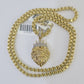 Real 10k Diamond Lion Charm Byzantine Chain Necklace 3mm 22" SET 10kt Genuine