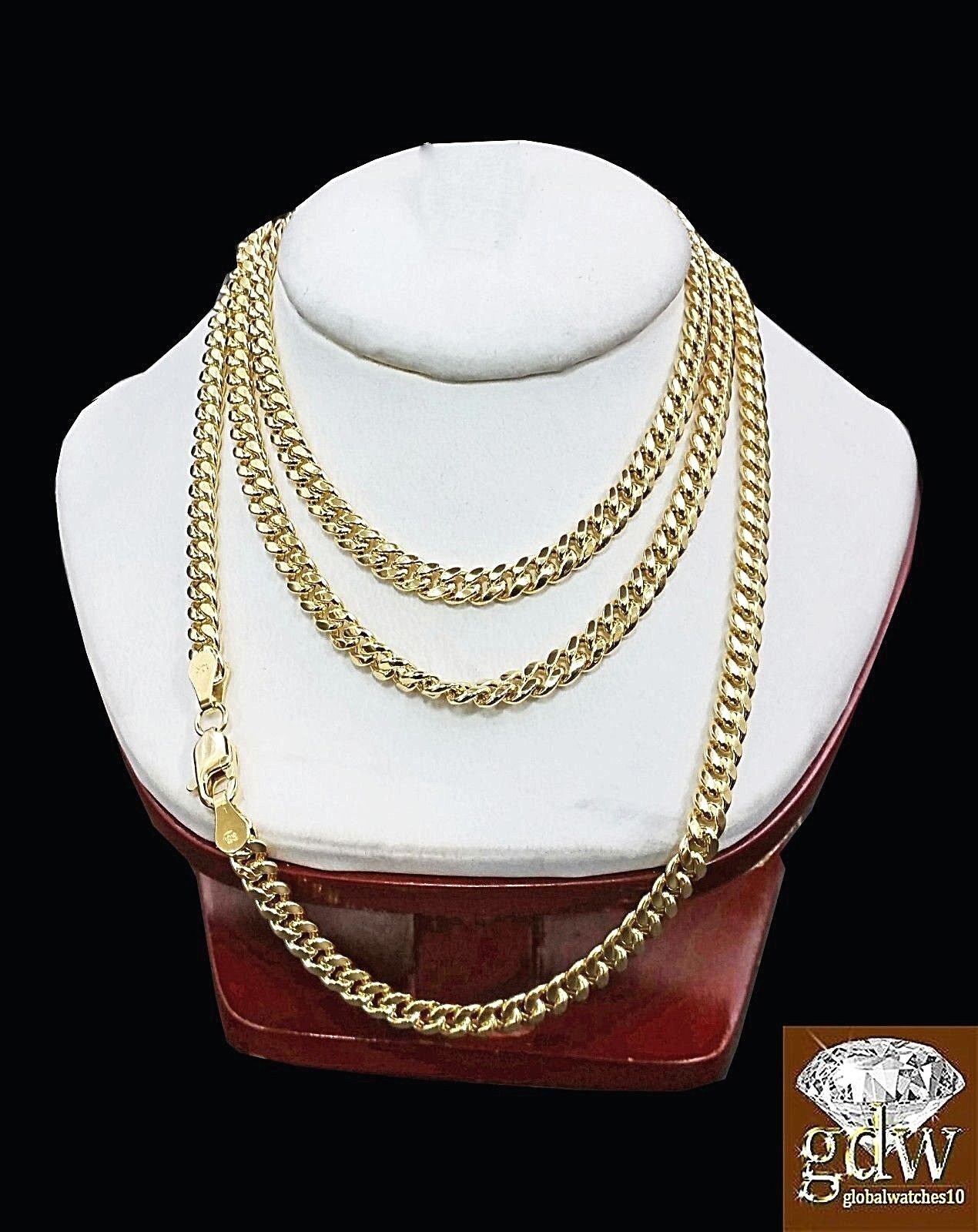 10k Gold Miami Cuban Chain Necklace 22" Inch Men Women Link 4mm Real 10k Gold
