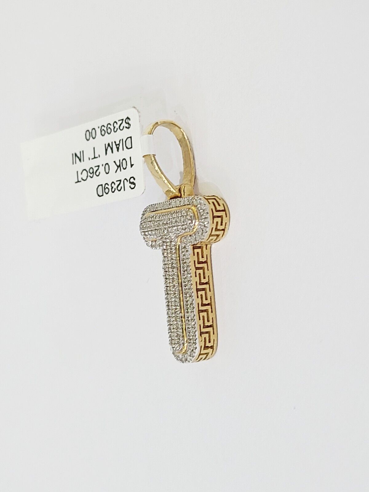 10k Yellow Gold Diamond Letter "T" Initial Alphabet Charm/Pendant Real Genuine