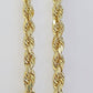14K Yellow Gold 4mm Rope Chain 26 inch Diamond cut necklace Real 14KT