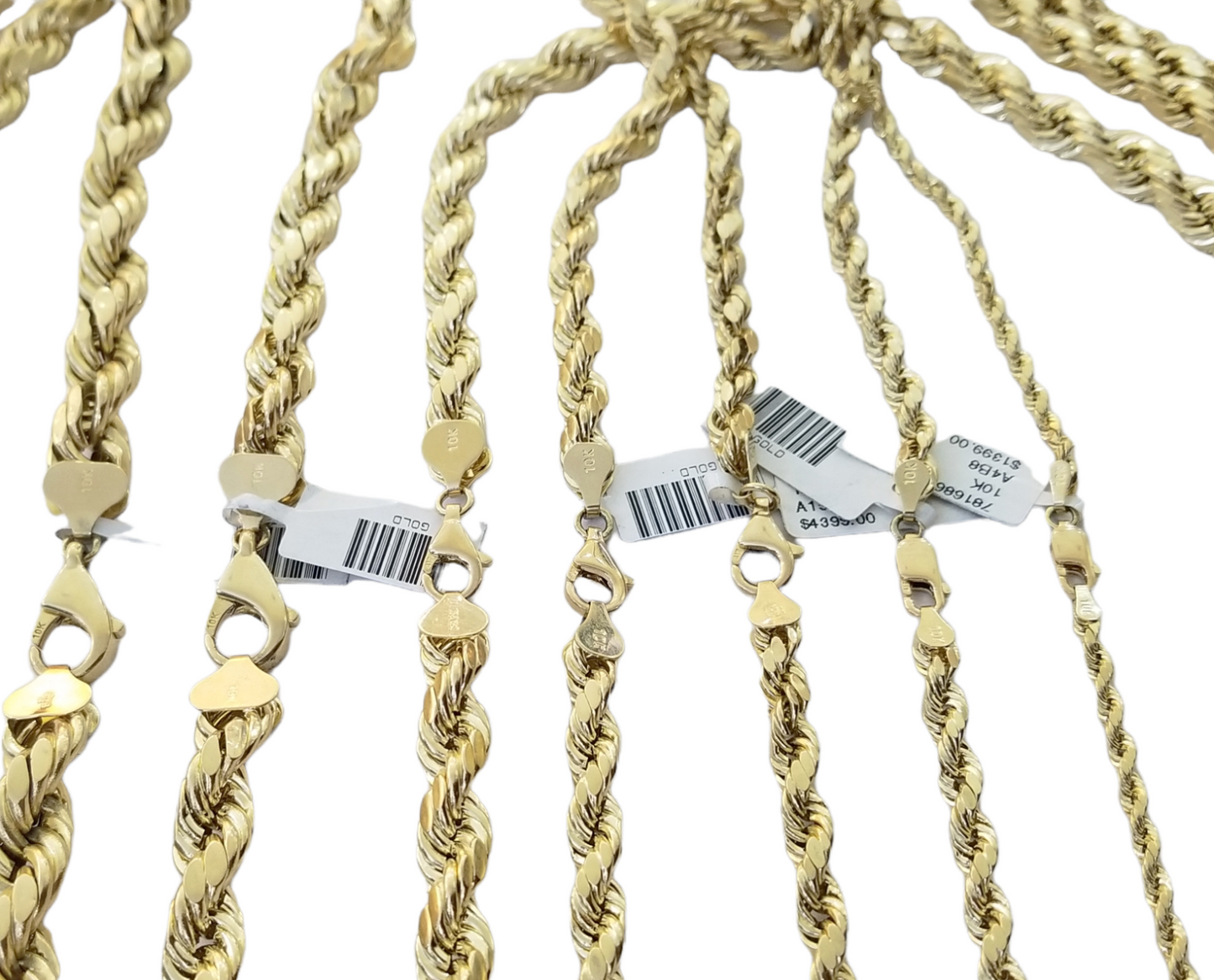 Real 10K Yellow Gold Rope Chain Necklace 26 Inch 3mm- 10mm Real 10k Men Women