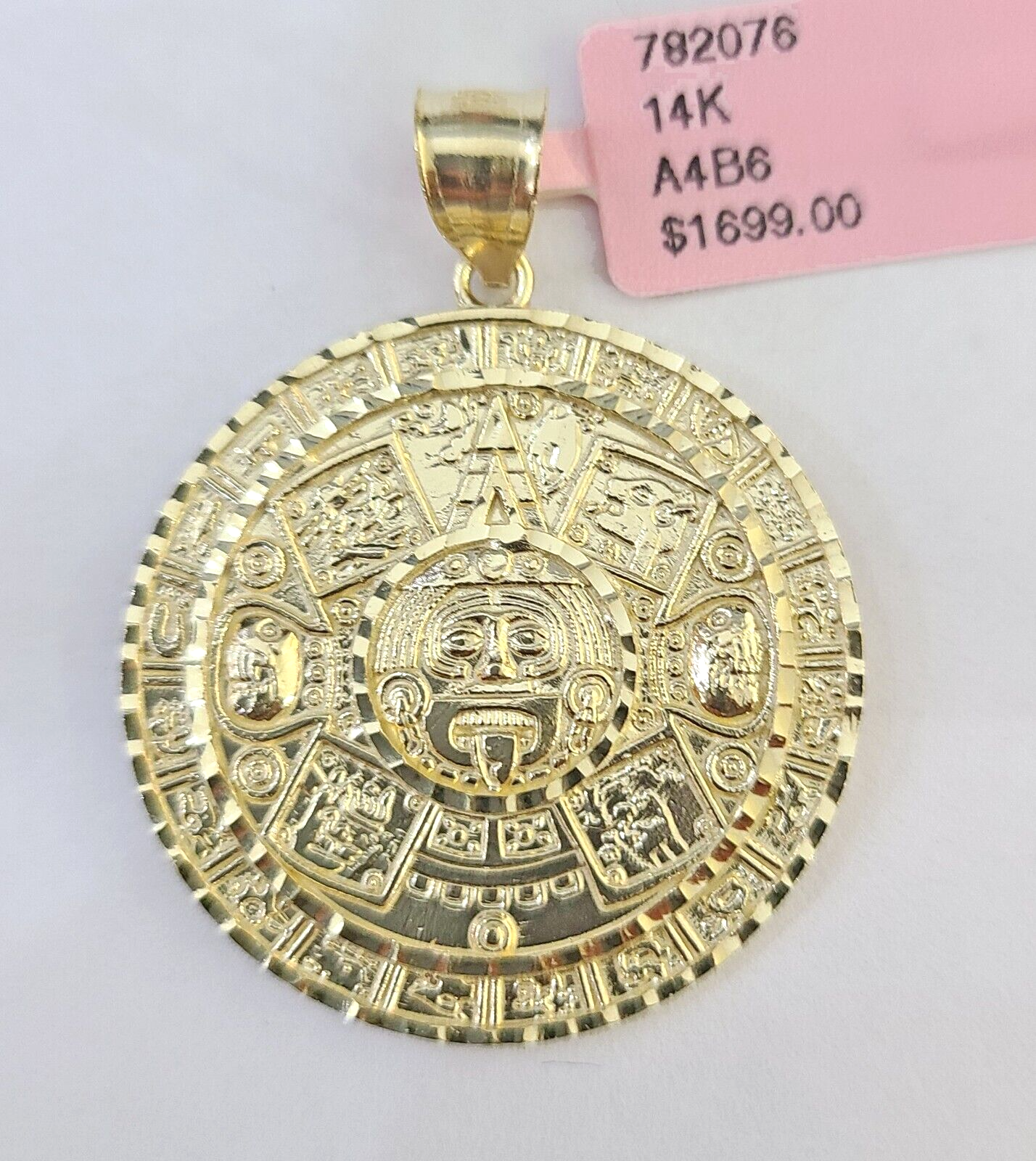 Real 14k Yellow Gold Circular Mayan Calendar / Pendant Charm 14kt