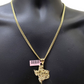 14k Gold Cuban Link Chain 26" Necklace Texas Map Charm Pendant Real 14KT SET
