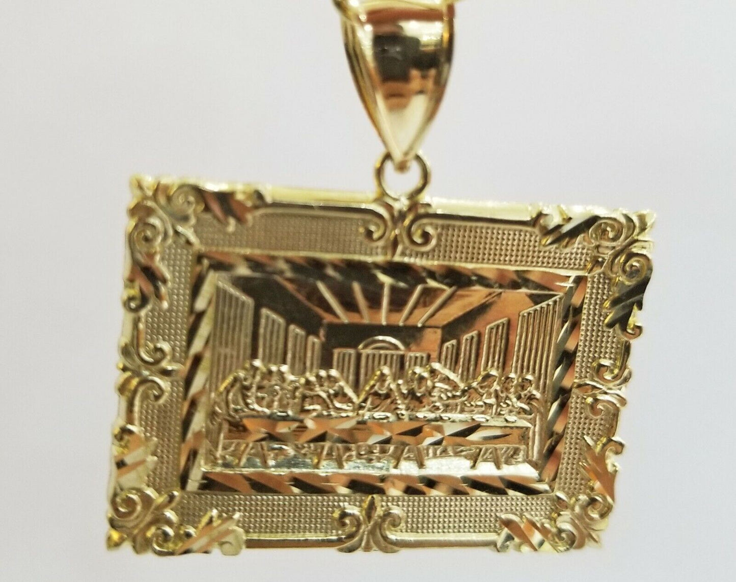 10k last supper charm with Real gold Miami Cuban chain 24inch  5mm 10kt gold set