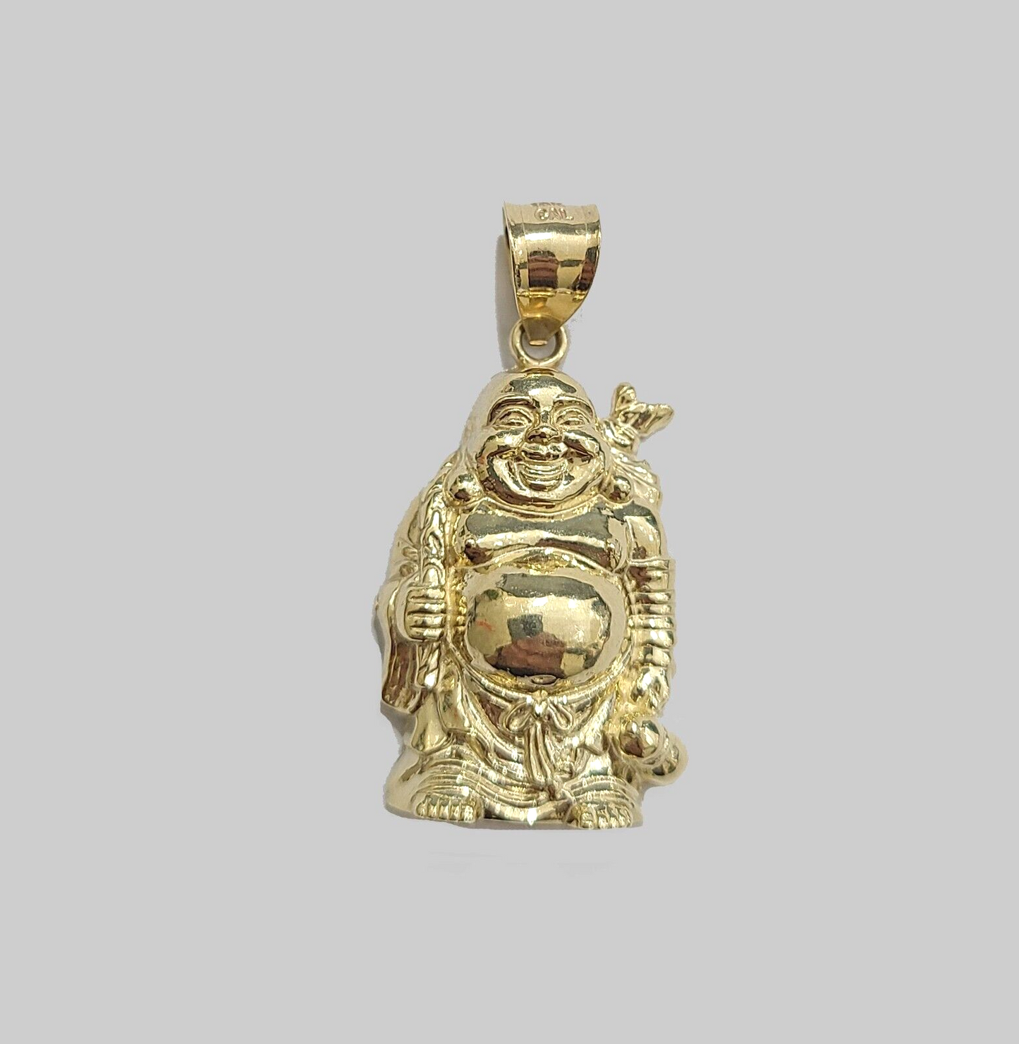 10k Yellow Gold Lucky Laughing Buddha Charm Religious Pendant Smiling Real 10Kt