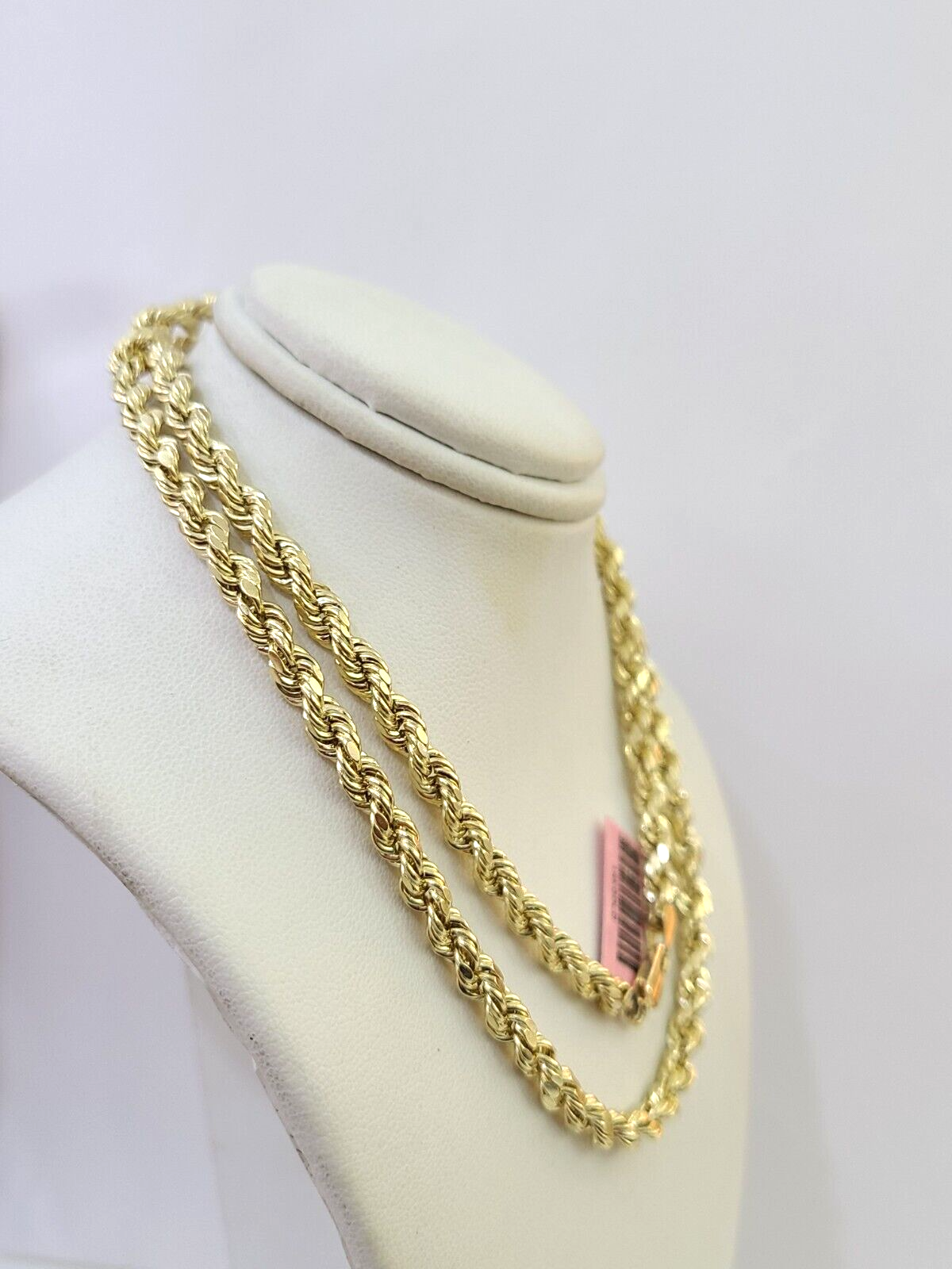 14K Yellow Gold 4mm Rope Chain 20 inch Diamond cut necklace Real 14KT