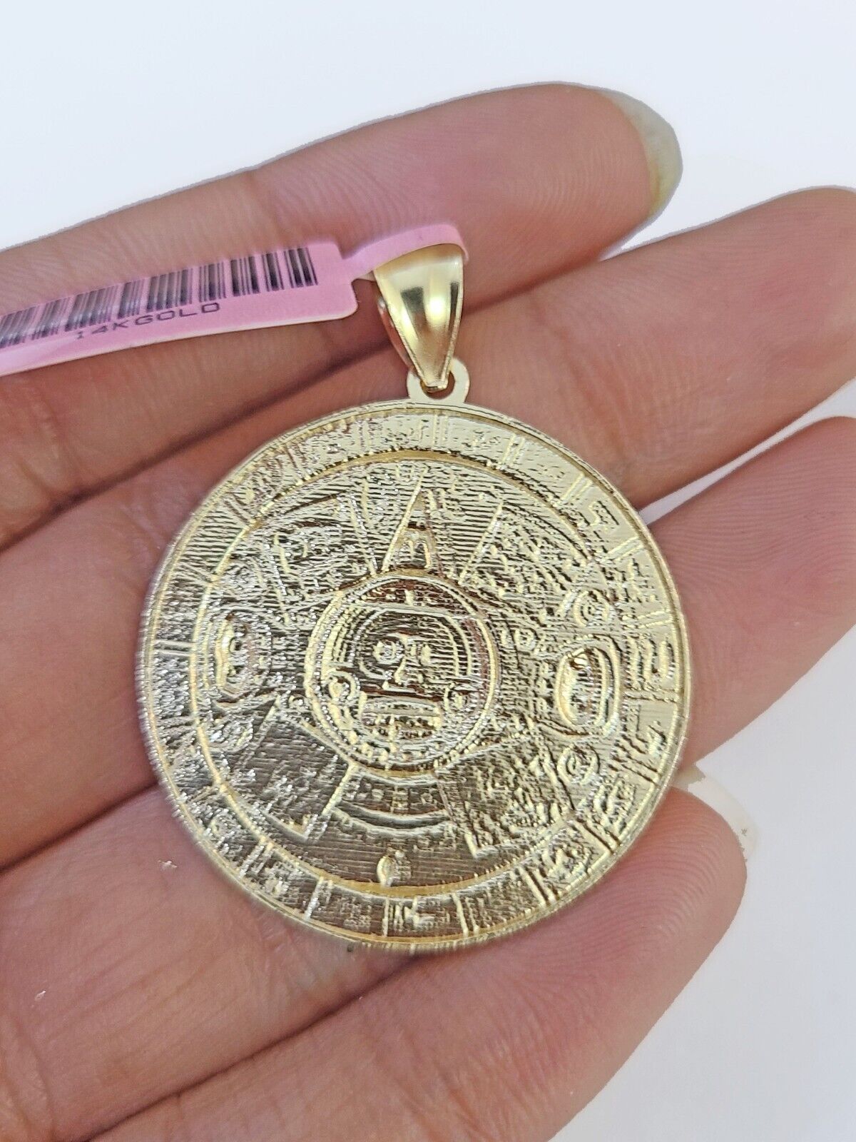 Real 14k Yellow Gold Circular Mayan Calendar / Pendant Charm 14kt