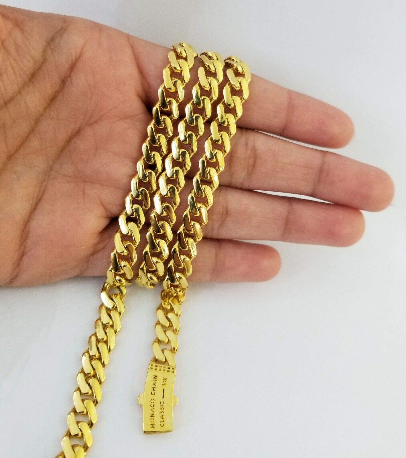 Real 10k Gold Miami Cuban Link Royal 9mm Monaco chain and Bracelet Set ,Necklace