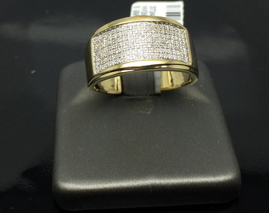 Mens 10K Yellow Gold Men Band Ring Wedding Engagement  Size 10 Genuine 1/4CT Dim