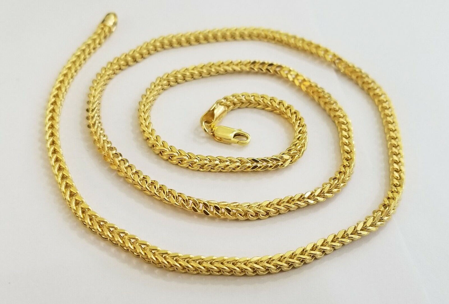 Real 10k Franco Yellow gold Chain 3mm 26 inch necklace lobster lock 10kt