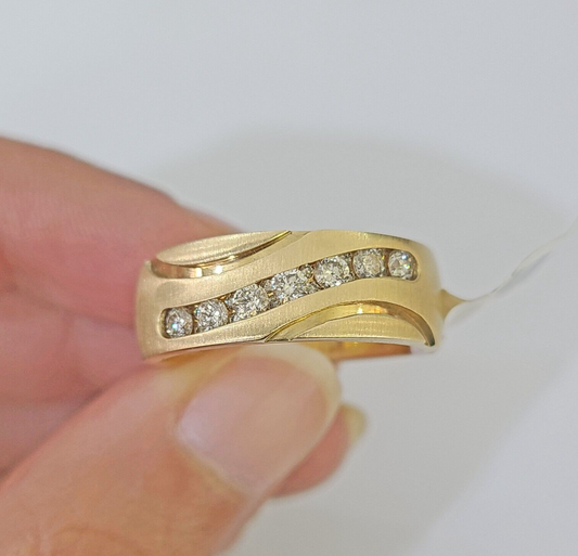 Real 14k Yellow Gold Diamond Mens Ring Band Wedding Engagement Genuine Natural