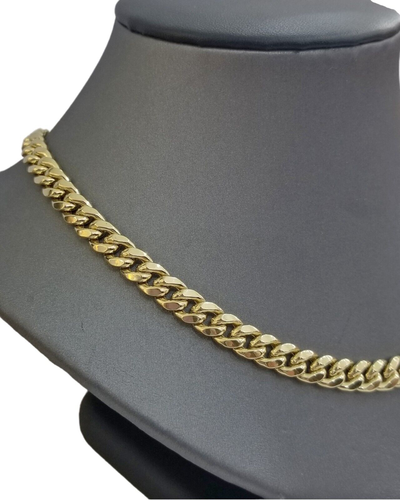 14K Yellow Gold  Miami Cuban Chain 22" Inch Long 7mm Box Lock Necklace REAL