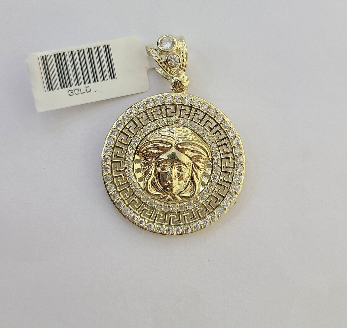 Real 10k Yellow Gold Head Charm Pendant 1.5" Inches Round Charm Circular 10kt