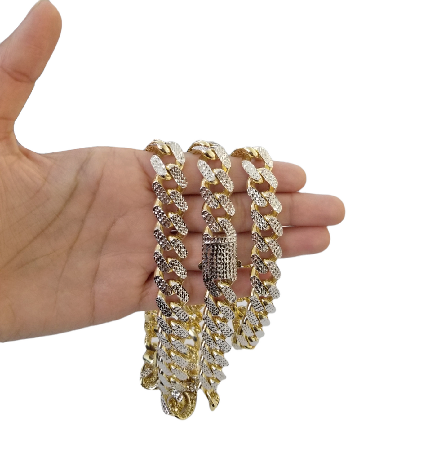 Real 10k Gold 12mm Royal Monaco Chain 25 Inch 9Inch Bracelet Set Diamond Cut