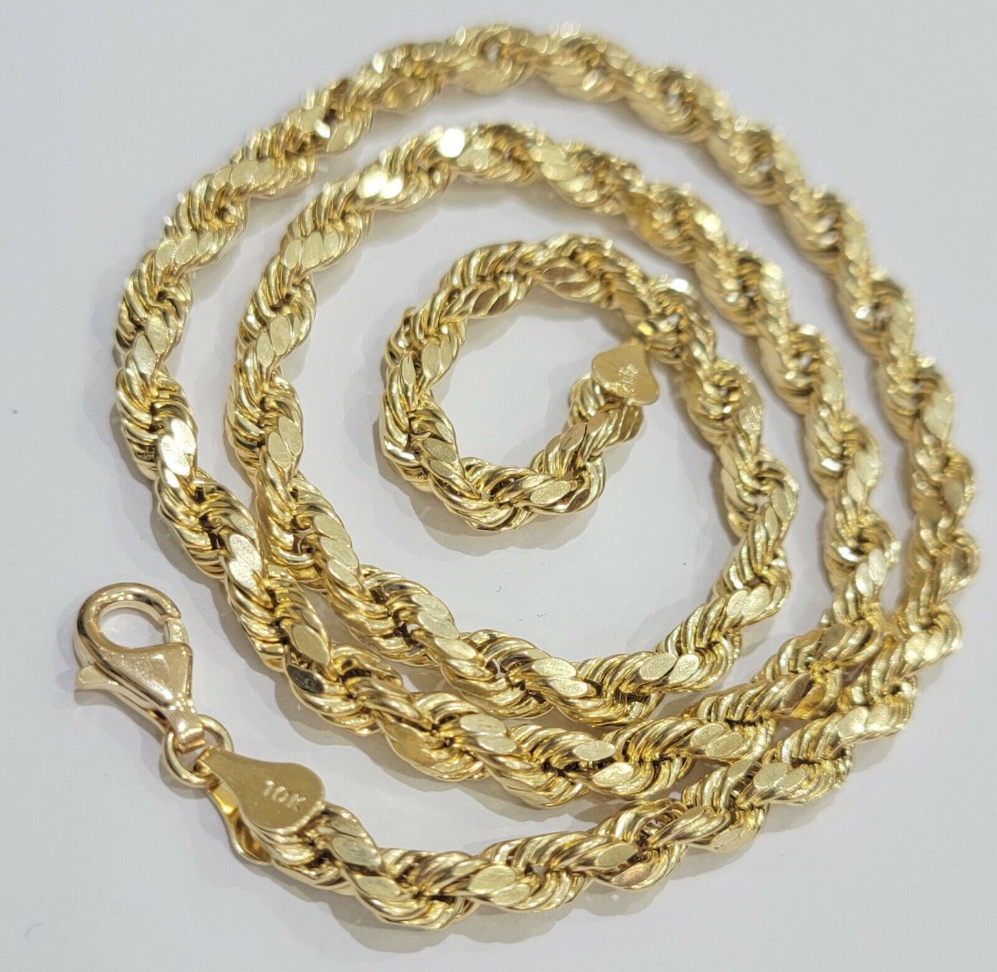 10k Gold Rope chain 6mm 26 Inch Real 10kt Yellow Gold Necklace Diamond Cut