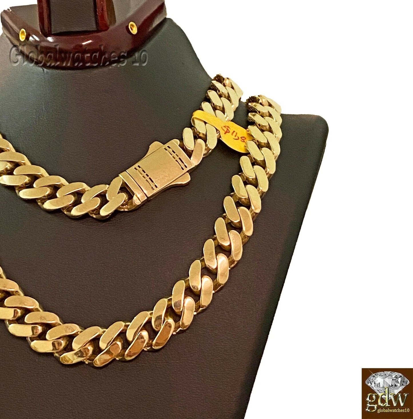 10k Real Gold Men Royal  Miami Cuban Monaco Link Chain 24 inch 13.5mm THICK