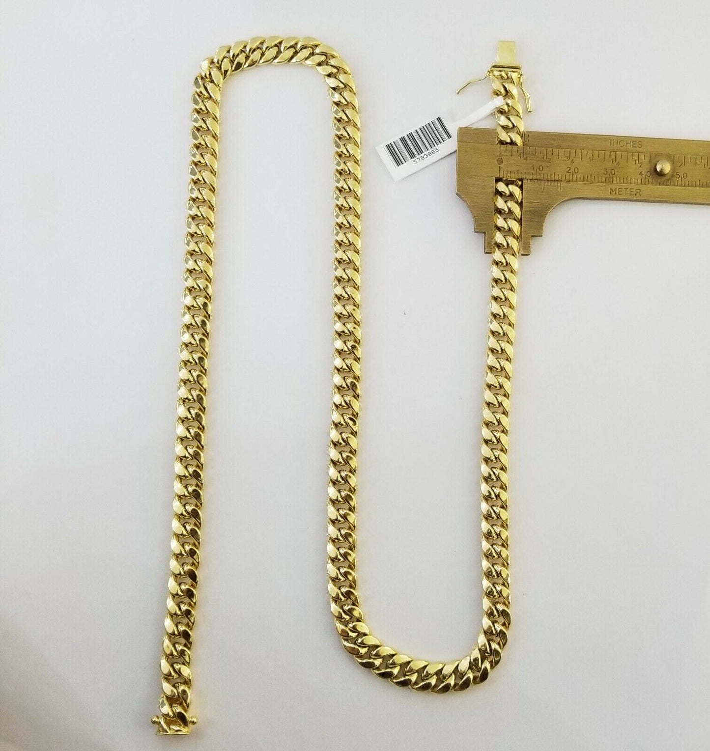 Real 14K Yellow Gold Miami Cuban Link Necklace Chain 8mm box Lock 22"