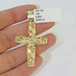 10k Yellow Gold Jesus Cross Spiral Charm pendant Diamond Cut Crucifix