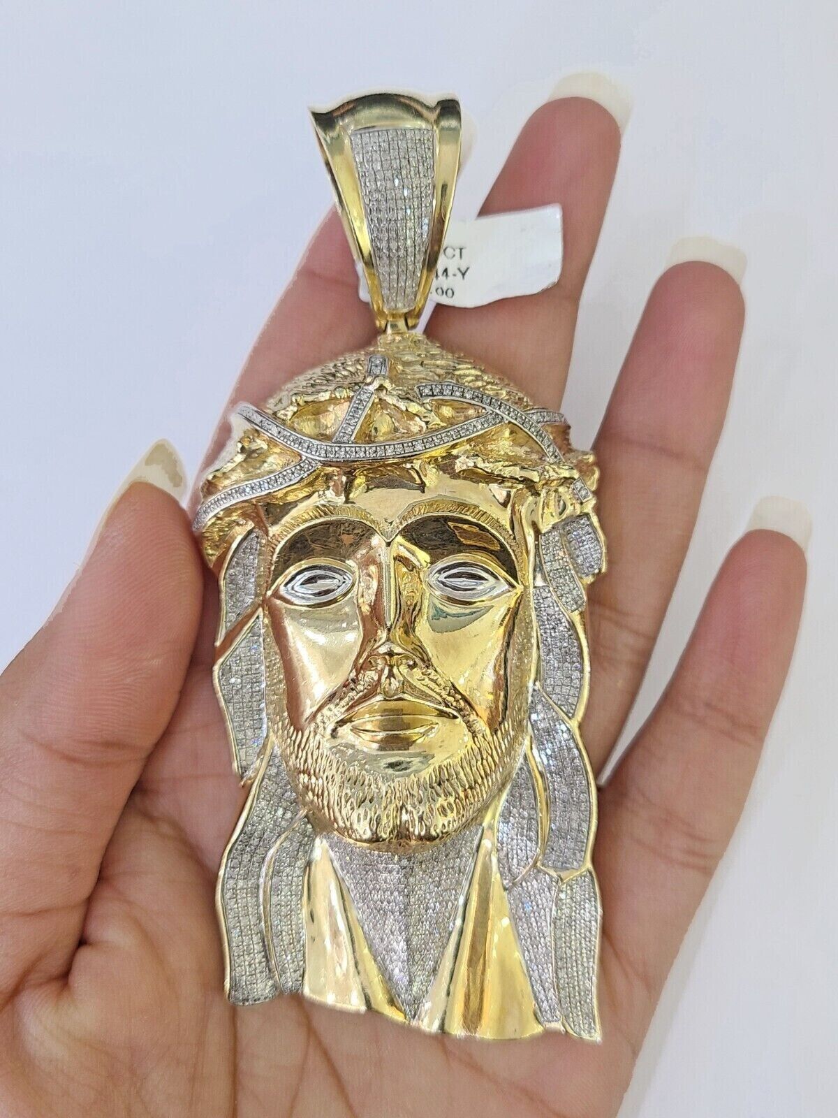 10k Gold Jesus Head Pendant Byzantine Chain 12mm 26'' Necklace Set Real Genuine