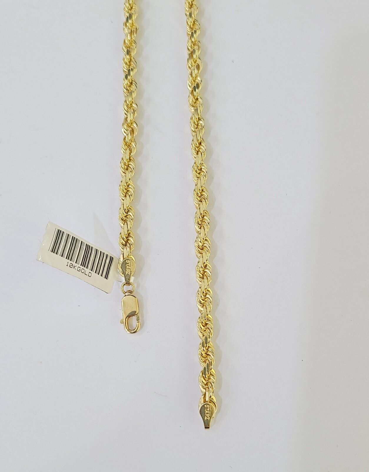 10k Real Solid Yellow Gold Rope Chain Women Men Diamond Cut 4mm 20 Inches