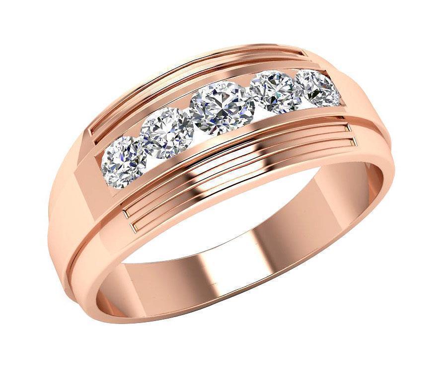Men REAL 14k Rose Gold Wedding Ring Band Genuine 1CT Solitaire Diamond SIZE 11