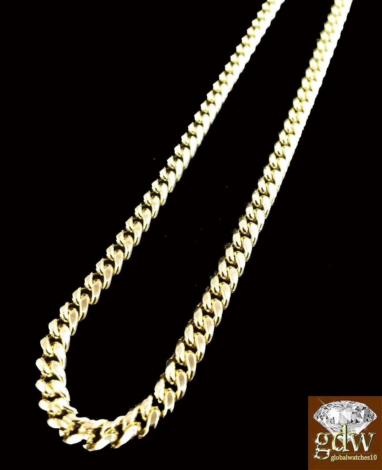 Real 10k Yellow Gold Miami Cuban Chain Necklace 20" 22" 24" 26" Inch Men Women