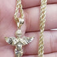 10k Yellow Gold Rope Chain, Angel Charm Pendant Necklace Set 18"- 28" Real 10kt