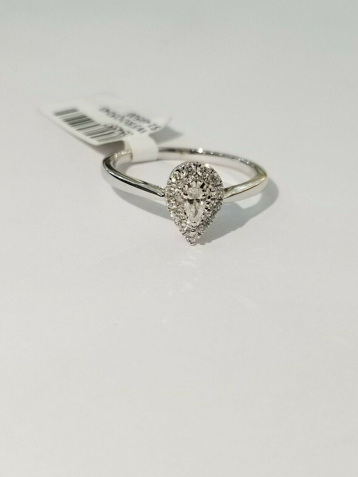 Real 14k White Gold Diamond ladies Ring Tear Drop 1/4 REAL Diamond Size 7