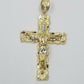 Real 10k Gold Cross And 10k Cuban Link 26" Necklace 3" Pendant Charm Chain Set